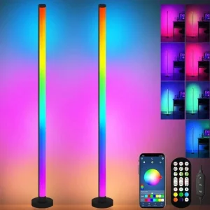 2X RGB Floor LED Lamp Corner Light Standing Mood Remote Colour Modern Minimalist