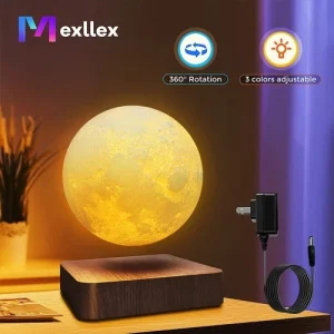 Levitating Moon Lamp Magnetic Floating 3D LED Night Light 3 Color Modes Wooden