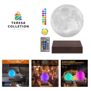 Levitating Moon Lamp, Floating and Spinning 3D Moon Light Magnetic Levitation...
