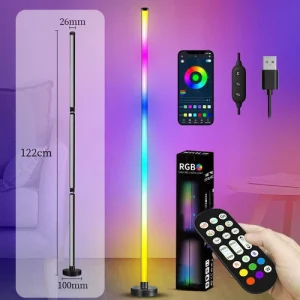 RGB IC LED Corner Floor Lamp Ambient Light App RF Dimmable Music Sync Lamp Xmas