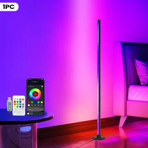Tall RGB LED Corner Floor Lamp App Remote Colour Changing Mood Light UK
