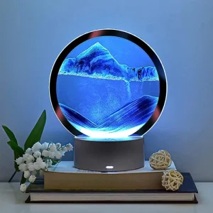 Moving Sand Art Picture round Glass 3D Deep Sea Sandscape in Motion Display Flow